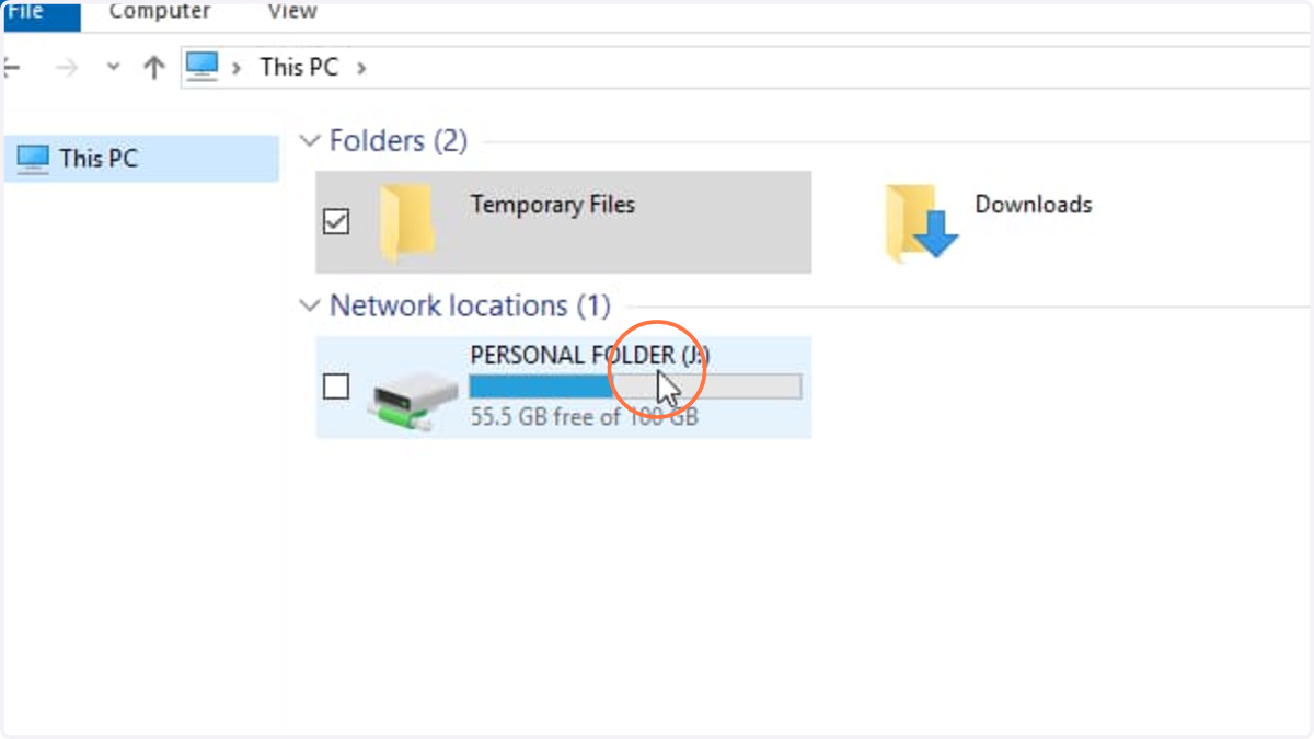 Double click PERSONAL FOLDER