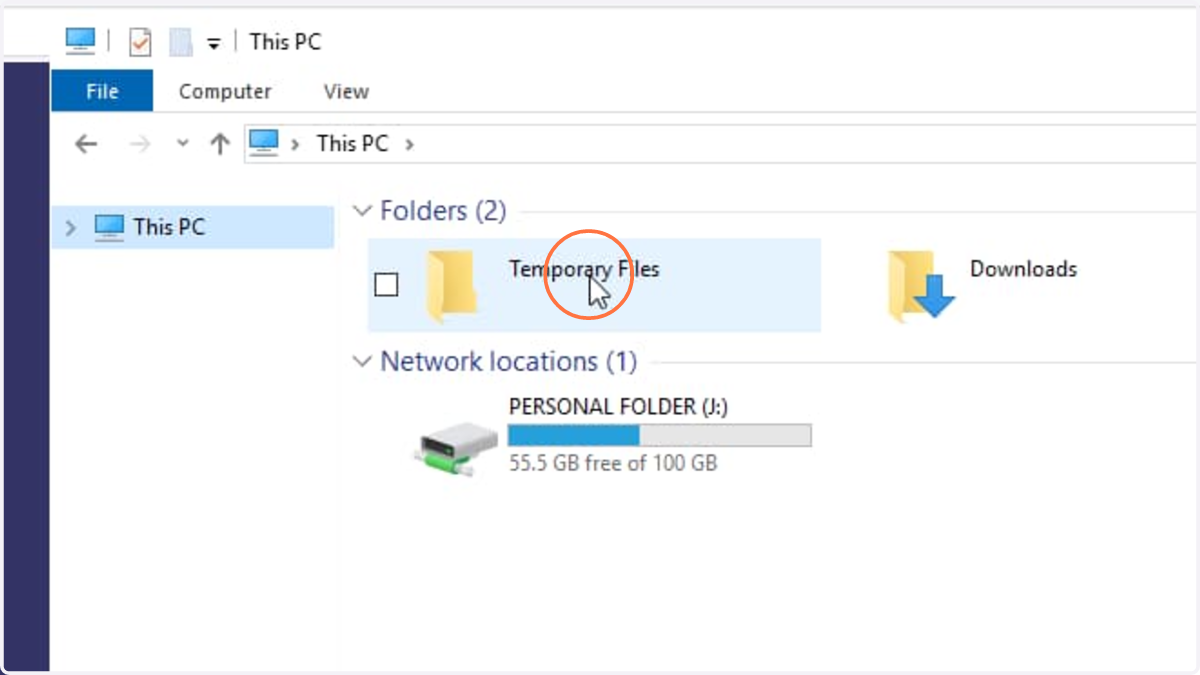 Double click Temporary Files
