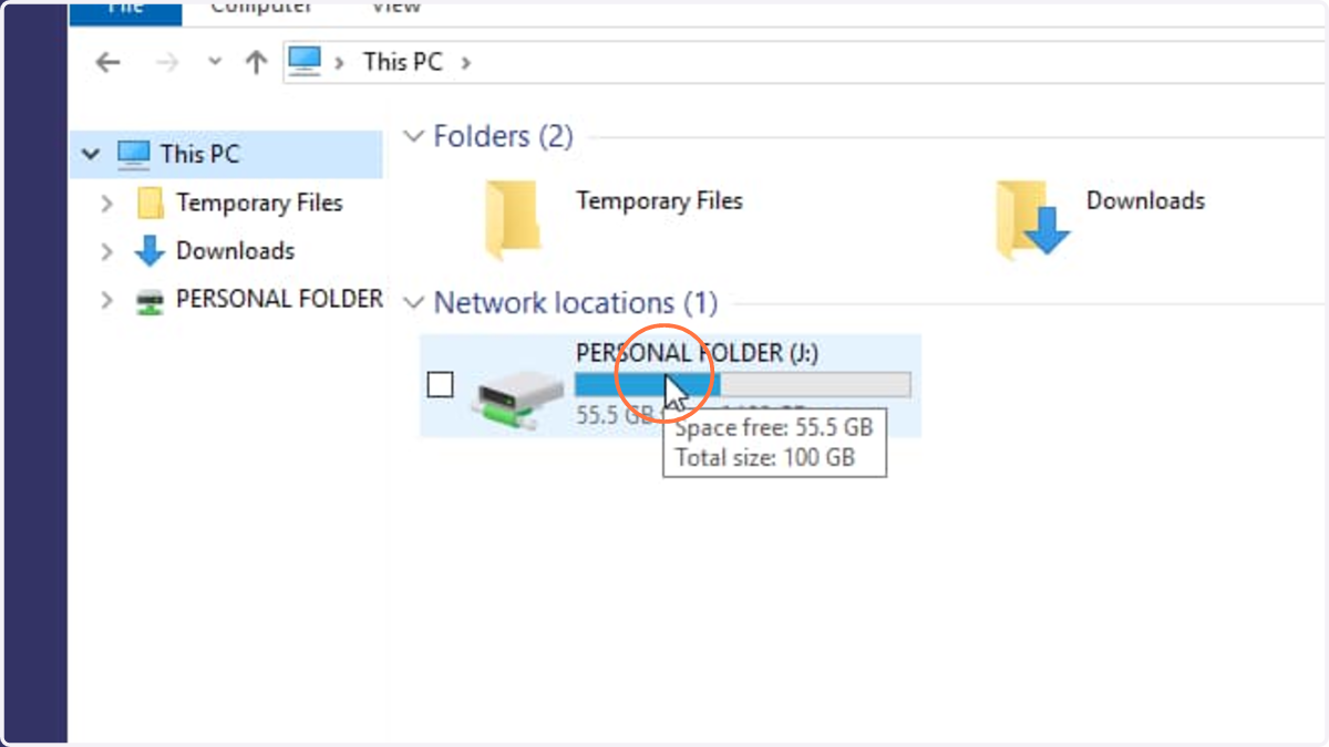 Double click PERSONAL FOLDER