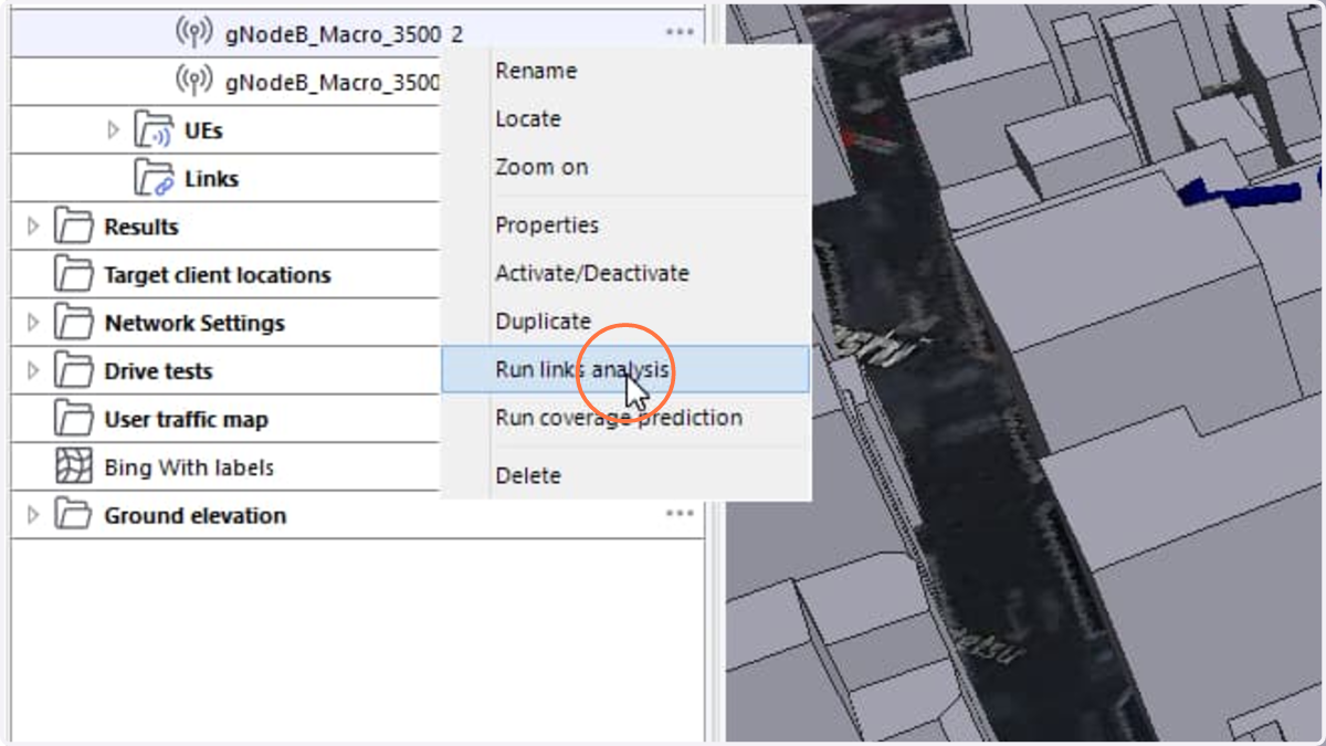 Right click the serving cell and select 'Run links analysis'.